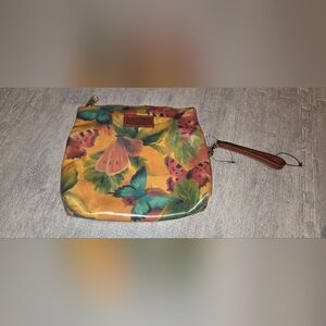 Patricia Nash Orange/Tan And Multicolored Butterfly Wristlet Clutch NWOT